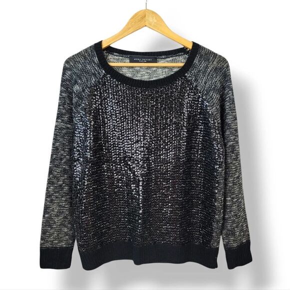 Akira Chicago Black Label Sequined Raglan Sleeve Sweater in Black Size Small - Picture 1 of 8